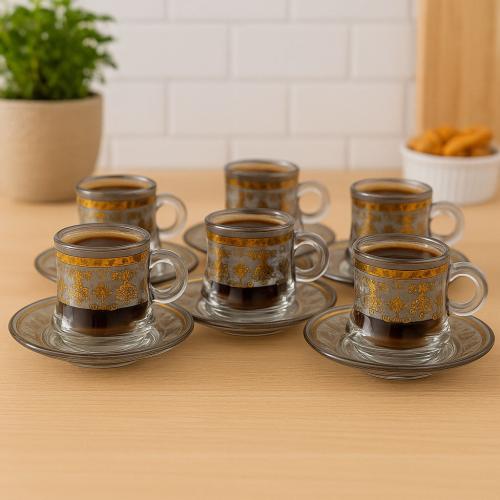 طقم فناجين زجاج 12 قطعة