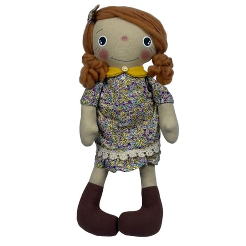 دمية قماشية ريترو بفستان مُزهر