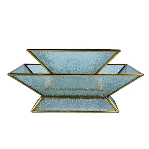 إناء ديكوري زجاجي بإطار ذهبي