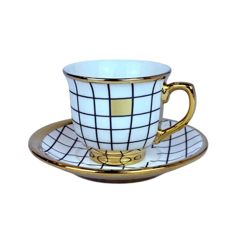 طقم اكواب مزخرفة ـ 6 اكواب مع سيسر