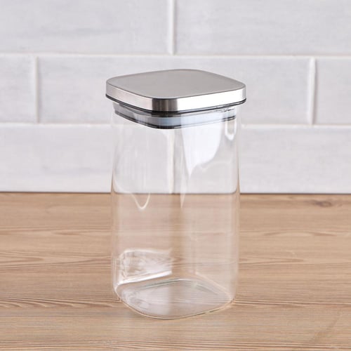 برطمان تخزين زجاجي مربع بغطاء