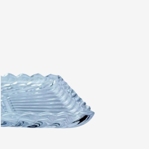 طبق تقديم زجاجي مستطيل شفاف – تصميم كلاسيكي