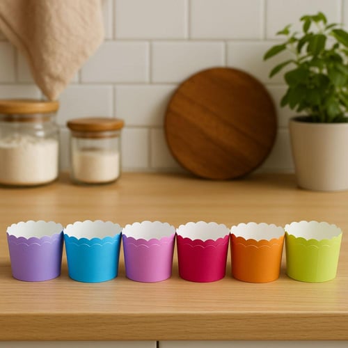 اكواب خبز مافن وكب كيك بحافة مموجة –48 قالب