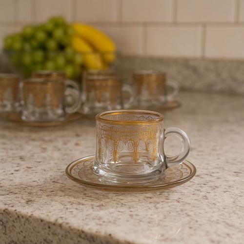 طقم فناجين زجاج 12 قطعة