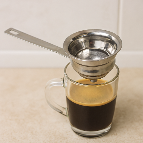 قمع ستانلس ستيل بمصفاة ومقبض طويل