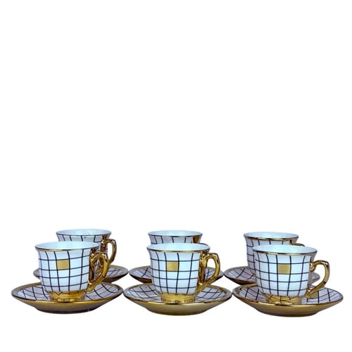 طقم اكواب مزخرفة ـ 6 اكواب مع سيسر