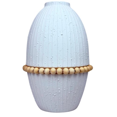 فازة ديكور سيراميكية بتفاصيل خشبية