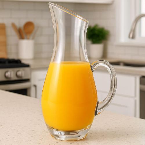 إبريق زجاجي شفاف بتصميم منحني أنيق