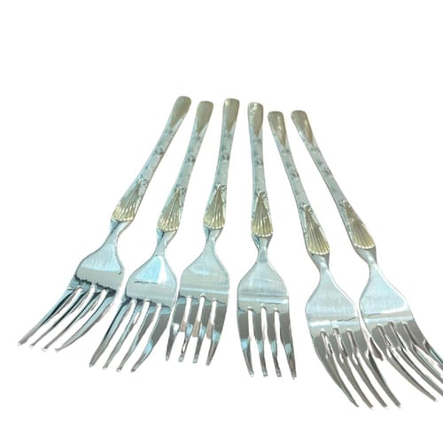 طقم شوك طعام مزخرفة من الستانلس ستيل – 6 قطع