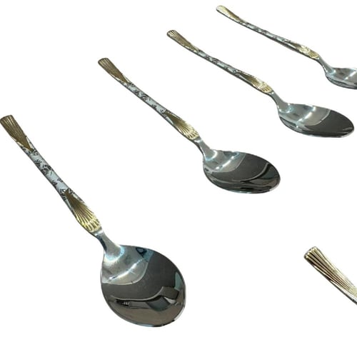 طقم ملاعق تقديم فاخرة بنقشة ذهبية – 6 قطع