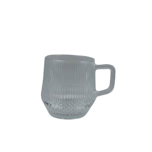 طقم إبريق زجاجي مع 4 أكواب شفافة بتصميم مخطط