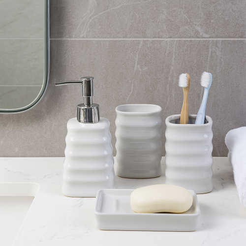 إكسسوارات حمام سيراميكي بتصميم مموج