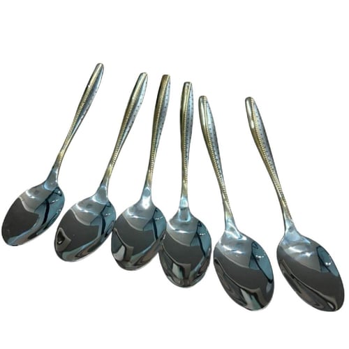 طقم ملاعق ستانلس ستيل بنقشة ذهبية – 6 قطع