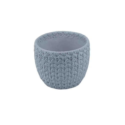 أصيص زخرفي بتصميم الحياكة – رمادي فاتح