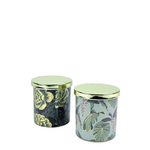 شمعة معطرة بزخارف نباتية وغطاء ذهبي