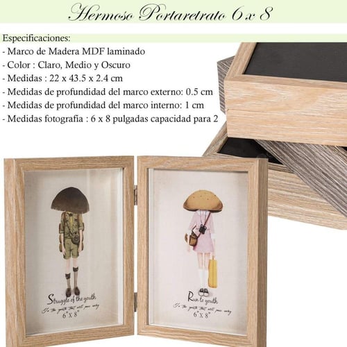 إطار صور مزدوج أنيق وعصري بمقاس 6×8 إنش