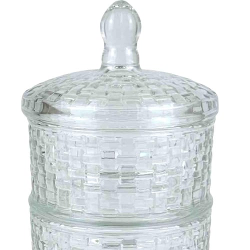 برطمان زجاجي شفاف بطبقتين وغطاء محكم