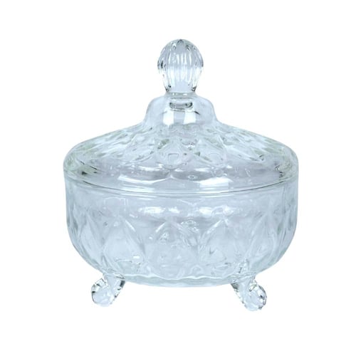 علبة زجاجية مزخرفة بغطاء