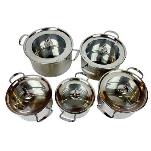 طقم قدور ستانليس ستيل مانع للإلتصاق -10قطع