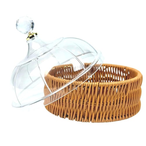 قاعدة كيك بتصميم سلة مع غطاء كريستالي