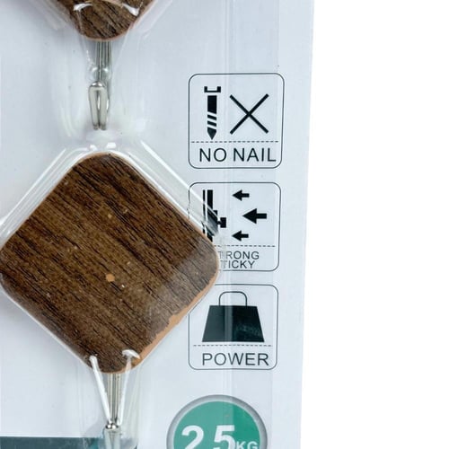 مجموعة علاقات لاصقة خشبية أنيقة (9 قطع) - قوة تحمل...