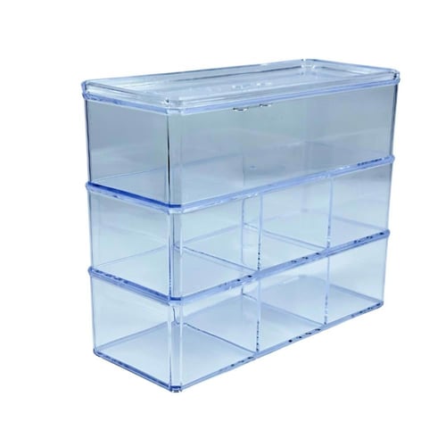 منظم مكياج أكريليك شفاف بثلاث طبقات