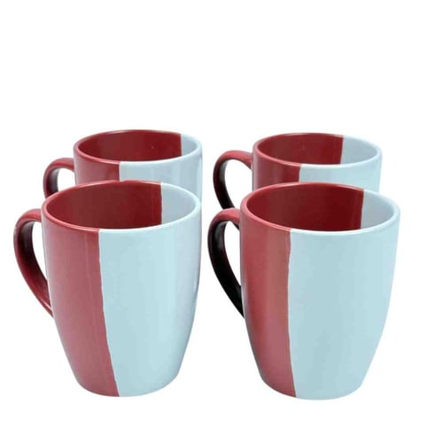 طقم سفرة سيراميك مكون من 16 قطعة بتصميم ثنائي اللو...