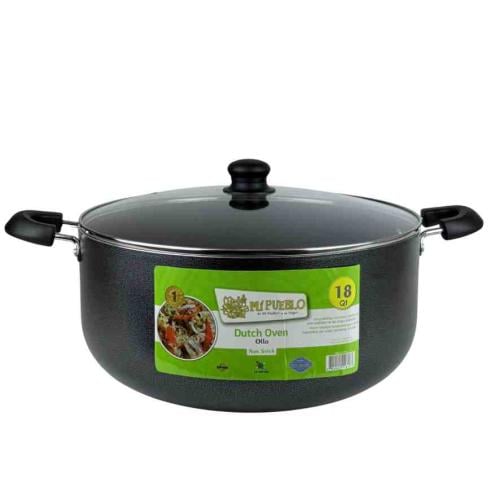 قدر طبخ غير لاصق بسعة 18 لتر مع غطاء زجاجي