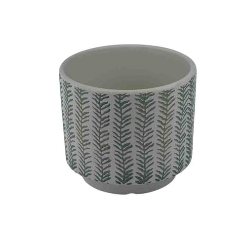 أصيص سيراميك مزخرف بنقشة أوراق