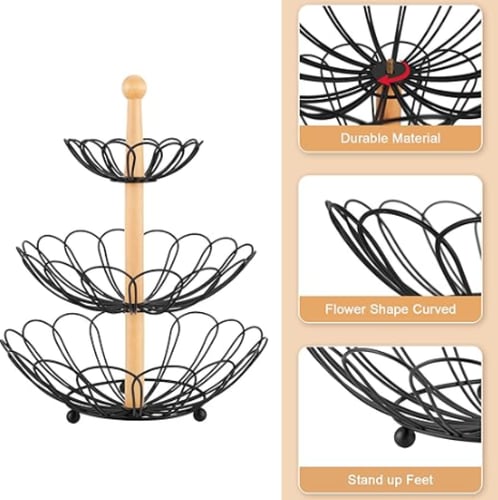 حامل سلة فاكهة من 3 طبقات لتخزين