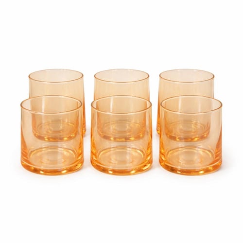 طقم كاسات زجاج ملون 6 قطع