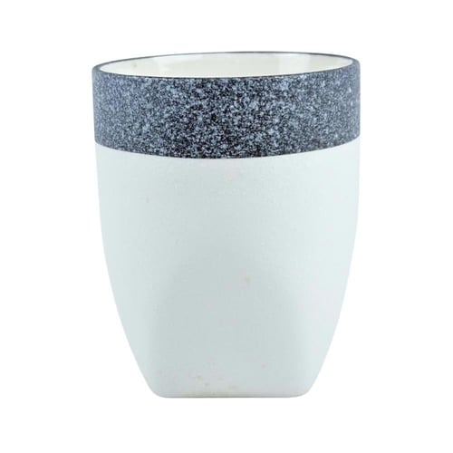 طقم إكسسوارات حمام 4 قطع بتصميم أبيض وحافة زرقاء