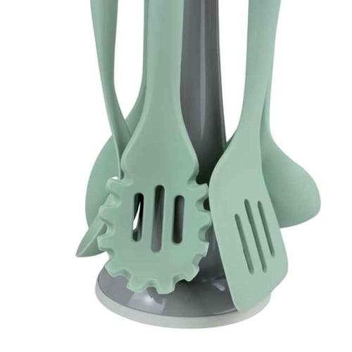 طقم أدوات مطبخ سيليكون مع حامل دوّار