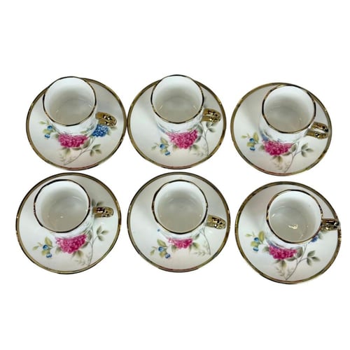 طقم فناجين شاي بورسلان مزخرف بالورود