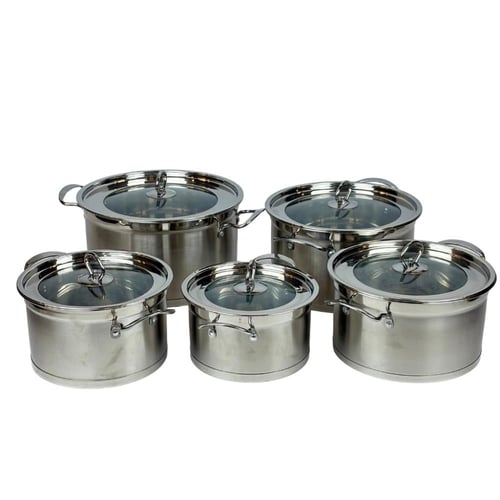 طقم قدور ستانليس ستيل مانع للإلتصاق -10قطع