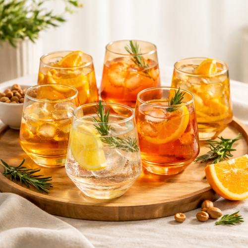 طقم كاسات ماء زجاج ذهبي 6 قطع