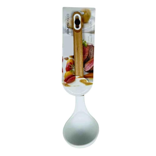 ملعقة شوربة سيليكون غير لاصقة بمقبض خشبي (قطعة وحد...