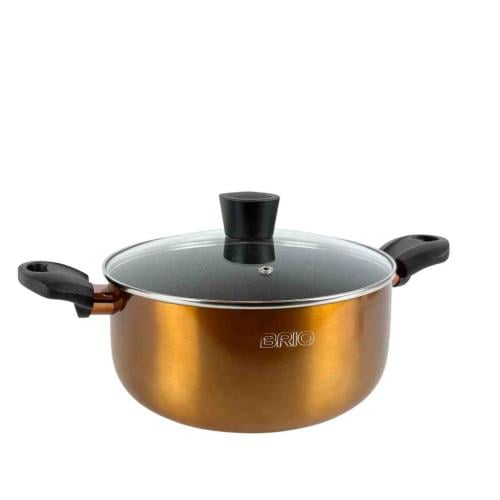 قدر طهي غير لاصق بغطاء زجاجي من بريو – لون نحاسي -...