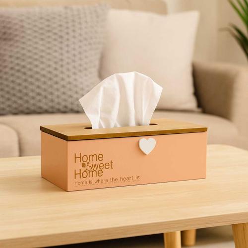 علبة مناديل خشبية بتصميم "Home Sweet Home"