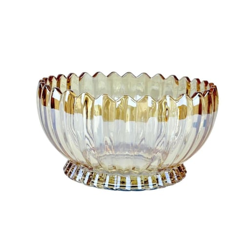 وعاء زجاجي فاخر بلون كهرماني – تصميم مموج أنيق