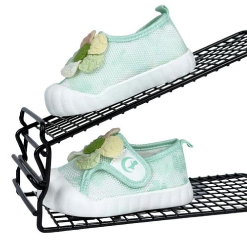 حذاء أطفال شبكي مزين بزهرة – أخضر فاتح