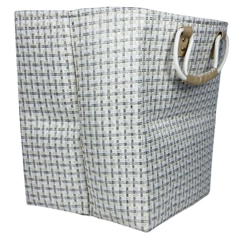 سلة تخزين منسوجة بمقابض مريحة