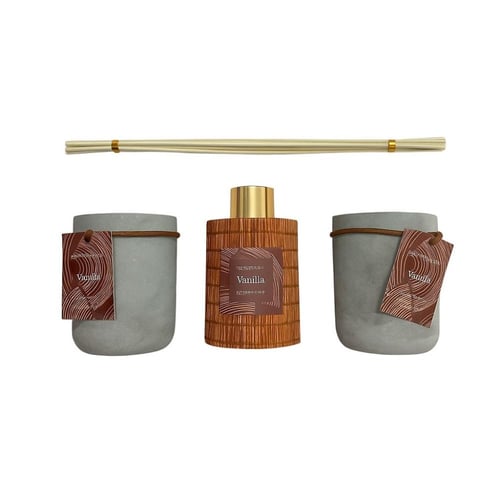 طقم فواحة وشموع عطرية فاخرة برائحة الفانيليا