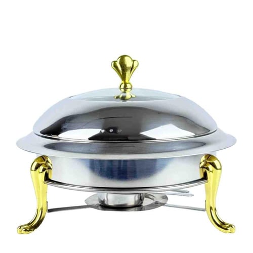 سخان بوفيه ستانلس ستيل فاخر بغطاء زجاجي ومقابض ذهب...