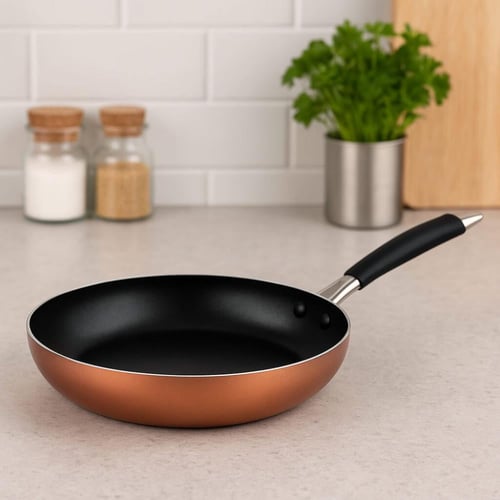 مقلاة نحاسية غير لاصقة بمقبض مريح -26سم