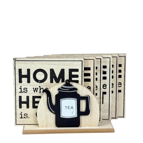 طقم كوستر هدايا "القهوة والأصحاب" – بيج