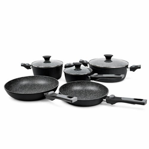 طقم قدور توقنانا الإيطالي – 8 قطع جرانيت بمقابض قا...