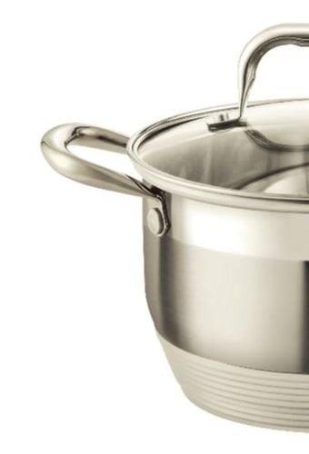 قدر طهي ثلاثي الطبقات من الستانلس ستيل مع غطاء زجا...