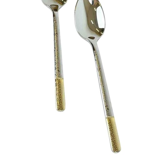 طقم ملاعق طعام استنلس ستيل بنقشة فاخرة – 6 ملاعق