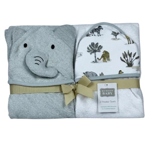 طقم مناشف أطفال بغطاء للرأس – تصميم حيوانات